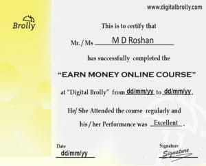 Earn Money Online Course Certification sample