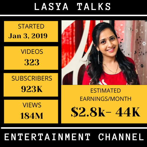 Lasya Talks -top youtubers income in hyderabad