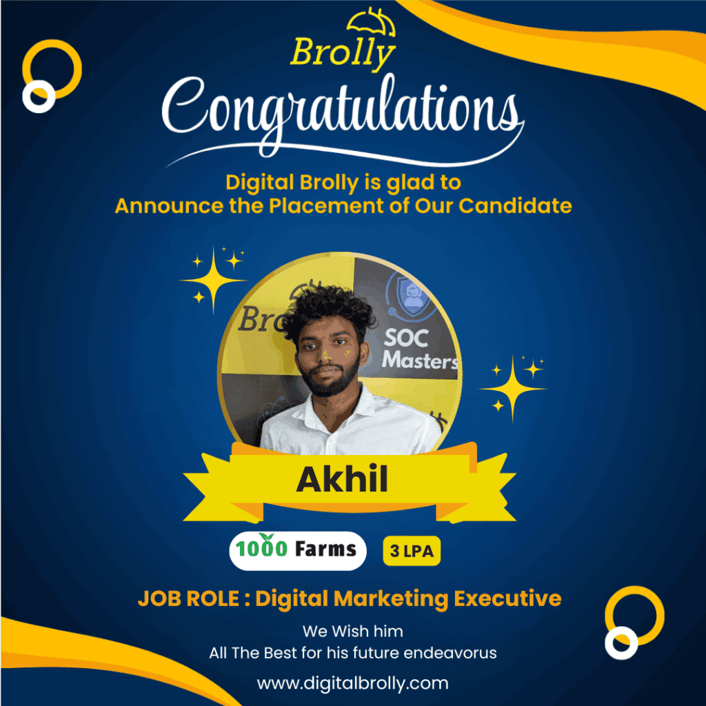 Digital marketing Course Student Placements - Akhil - Digital Brolly
