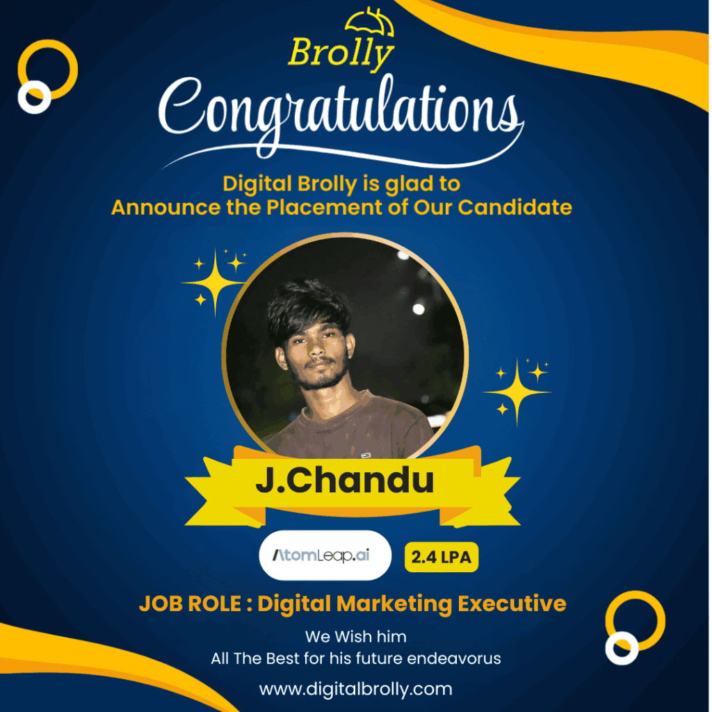 Digital marketing Course Student Placements - J.Chandu- Digital Brolly