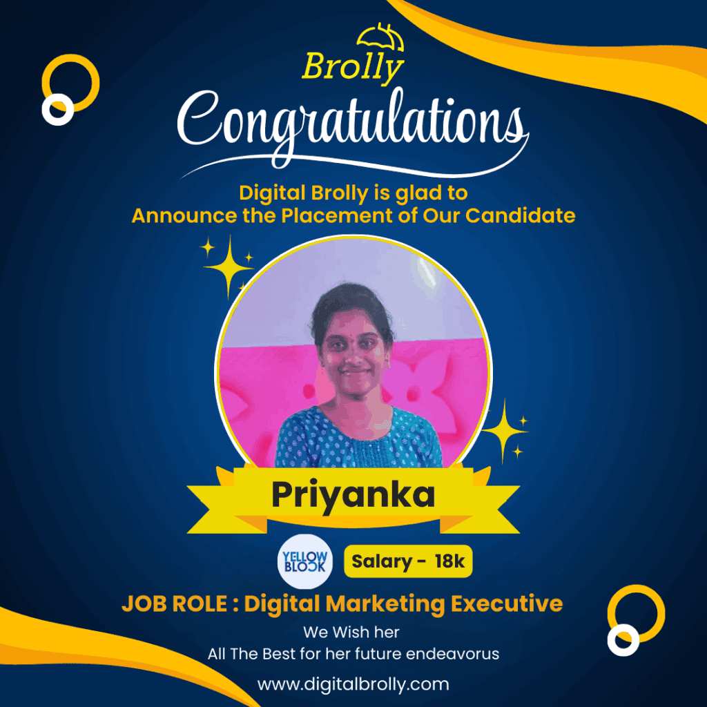Digital marketing Course Student Placements - Priyanka- Digital Brolly