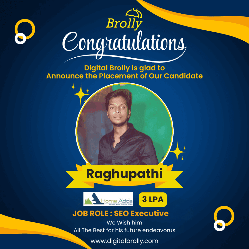 Digital marketing Course Student Placements - Raghupathi - Digital Brolly