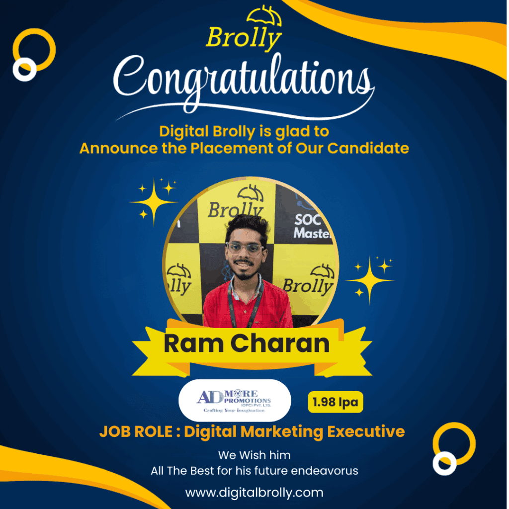 Digital marketing Course Student Placements - Ram Charan - Digital Brolly
