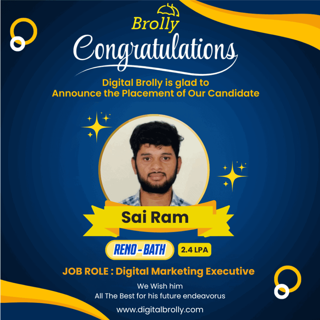 Digital marketing Course Student Placements - Sai Ram- Digital Brolly