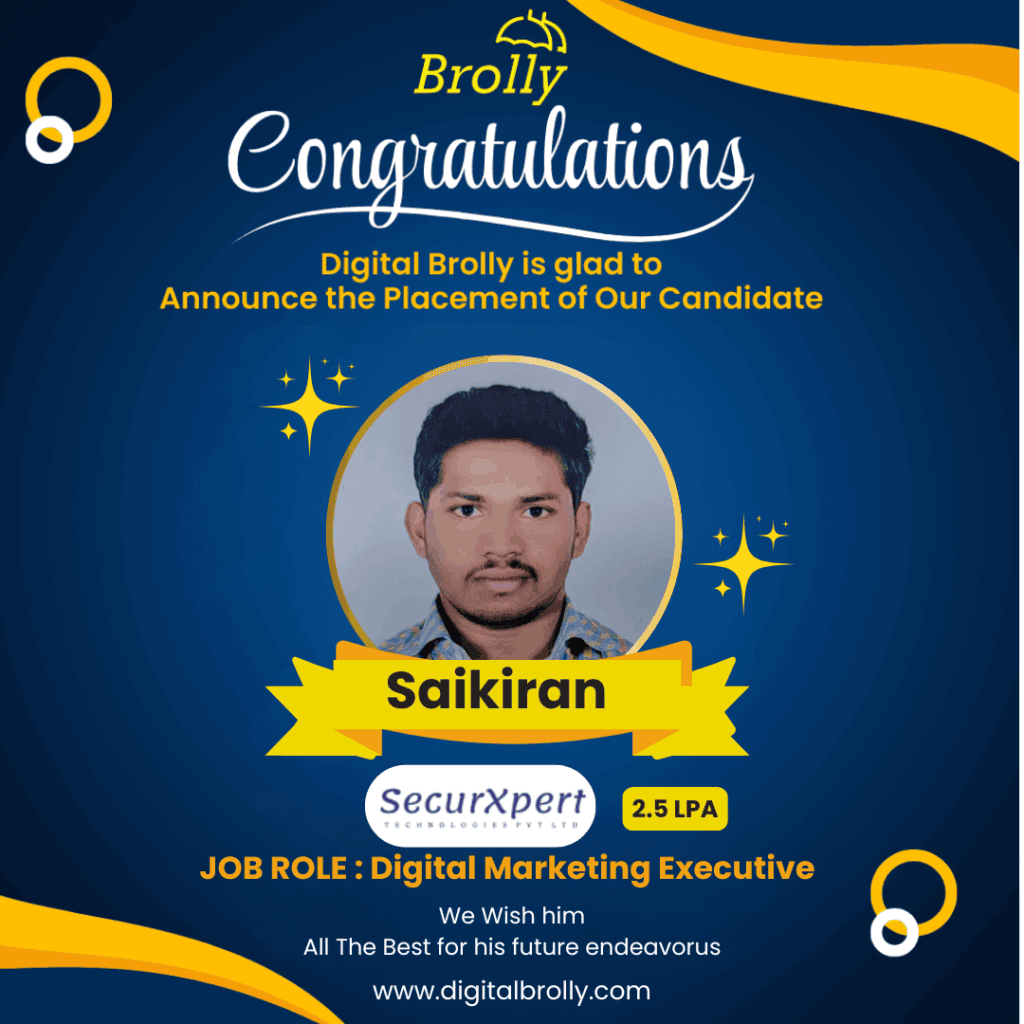 Digital marketing Course Student Placements - SaiKiran - Digital Brolly