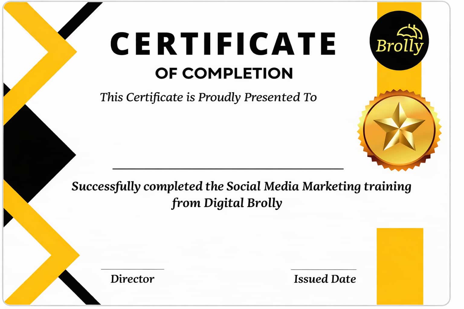 Social Media Marketing completion certificate