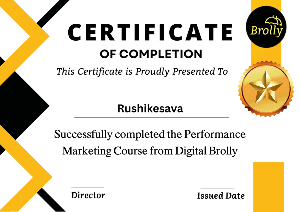 Successfully completed the Performance Marketing Course from Digital Brolly